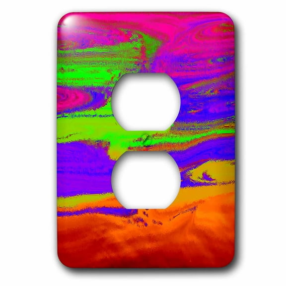 3dRose, Image of Purple Lime And Orange With Fuchsia Abstract Painting, 2 plug outlet cover