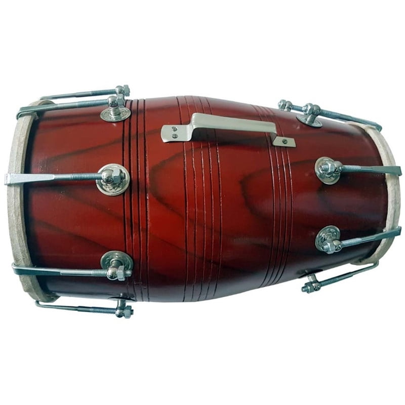 SHREYAS Handmade Wood Drum Dholak SR Red Indian Folk Musical Instrument for any Age Group