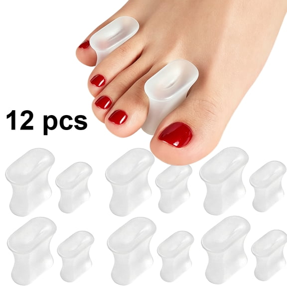 12 PCS Gel Toe Pads – Soft Silicone Toe Separators for Comfortable Toe Spacing and Foot Support, Men & Women