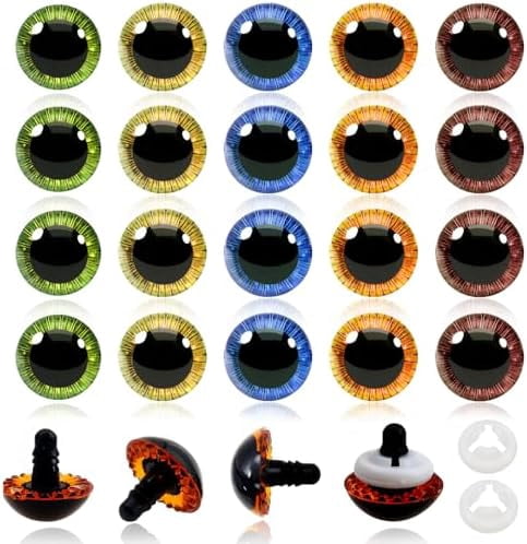 TOAOB 20pcs 23mm Safety Eyes for Amigurumis Colored Plastic Craft Crochet Eyes with Washers for DIY Plush Stuffed Animals Doll Making
