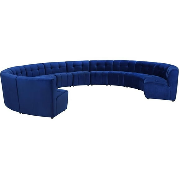 Maklaine 12-Piece Modular Contemporary Velvet Sectional Sofa - Navy