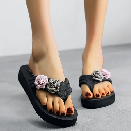 

Women s Ladies Fashion Casual Solid Open Toe Platforms Sandals Beach Shoes Black 6.1111