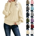 thumbnail image 3 of shoper Womens Cable Knit Sweaters, Crew Neck Long Lantern Sleeve Casual Loose Fit Fall Trendy Pullover Tops, 3 of 7