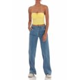 thumbnail image 5 of Women's Slim Tube Tops Solid Color Bandeau Mini Rosette Crop Tops Ruched Blouse Tighten Waist Vest Summer Clothes for Summer, 5 of 6