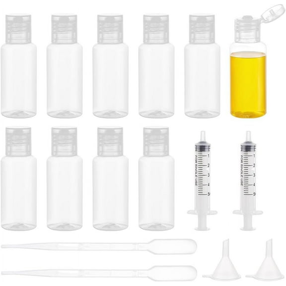 10 Pack 30ml/1oz Travel Squeeze Bottles Refillable Flip Top Bottles PET Toiletries Containers Sample Bottles with Dropper and Hopper for Makeup Foundation Shampoo Toner Cosmetic