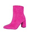 thumbnail image 3 of Women Pointed Toe Block Heel Ankle Boots Soft Flock Back Zipper Dress Boots Fashion Autumn Winter Solid Color Short Boots For Daily Party, 3 of 8