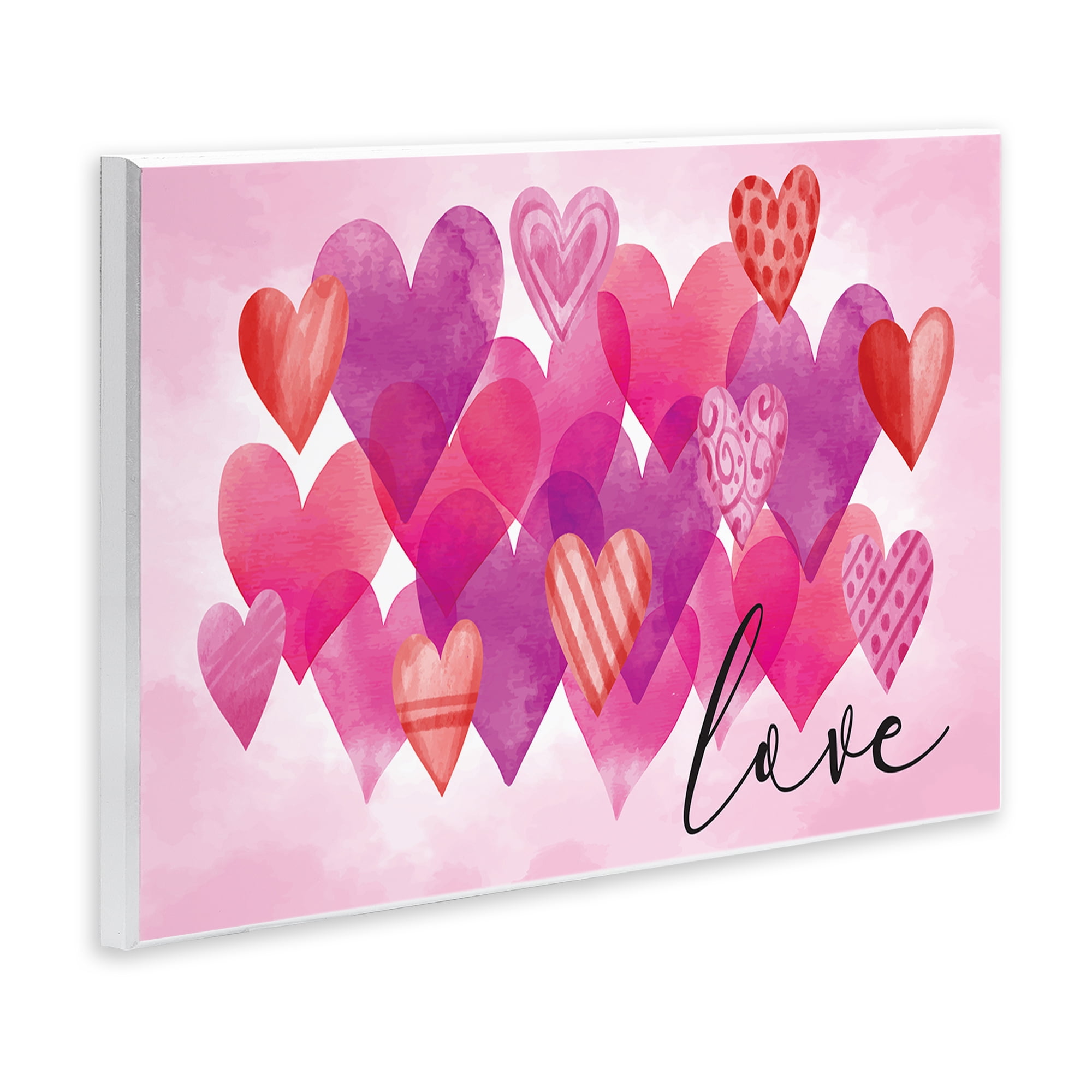 Stupell Industries Love with Layered Hearts Text & Numbers Painting Unframed Art Print Wall Art, 19 x 13