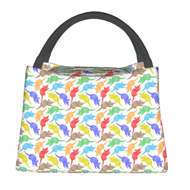 Easygdp Colored Armadillos Bolsa de Almuerzo Insulada Reutilizable, Bolsa de Mano y Bandolera para Oficina, Trabajo, Viajes