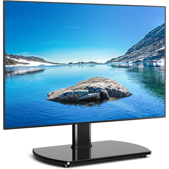 Universal Swivel TV Stand for 27-50 55 60 Inch TVs, Height Adjustable Tabletop TV Stand, Holds up to 88 lbs, TV Stand with Tempered Glass Base, Replacement TV Stand