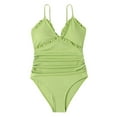 thumbnail image 4 of Women‘s One Piece Swimsuits Tummy Control Bathing Suits Shirred Front Ruffled Cross Monokini Swimwear, 4 of 8