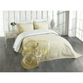 thumbnail image 3 of Ambesonne Wedding Quilted Bedspread Set 3 Pcs, Rings Floral Romantic, Queen Size, Yellow Sepia Coconut, 3 of 5