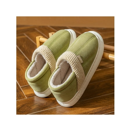 

Rotosw Women Cotton Slipper Memory Foam Slippers Plush Lined Warm Shoes Women s Moccasins Ladies Cozy Slip On House Shoe Green 3-4