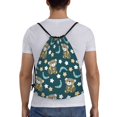 thumbnail image 2 of Drawstring Backpack, Cute Star Bear Dark Green Light Waterproof Sports Gym Bag Draw String Back Bag for Men Women, Sackpack Cinch Workout Bag for Sports, Travel, Swimming, Beach, 2 of 8