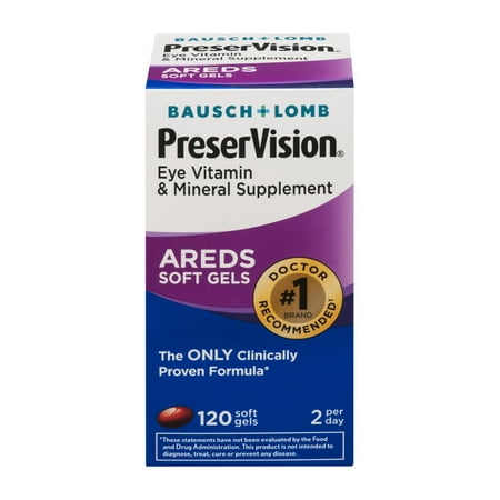 Bausch & Lomb PreserVision Eye Vitamin & Mineral Supplement, 120 Ct Soft (Best Vitamin For Eye Vision)