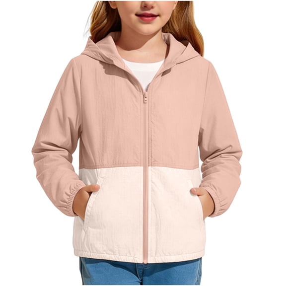 Karoyedx Jackets for Toddlers Girls Windbreaker Kids Stand Collar Jacket Waterproof Warm Comfort Athletic Rain Jacket Outdoor Casual Soft Zip Up Coat Light Pink Size,5-6 Years
