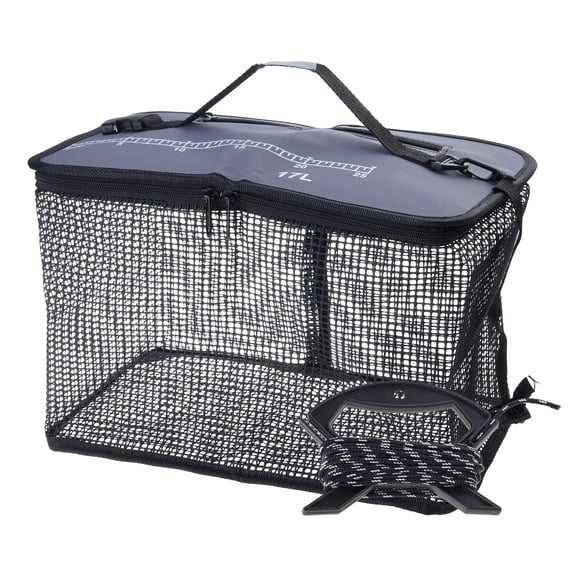 Folding Floating Fish Basket Portable Fishing Net Fishing Baits Storage Cage with Handle & 5m Rope Fishing Tackle