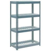 Global Industrial B2297507 Heavy Duty Shelving with 4 Shelves & Wire Deck - Gray - 36 x 18 x 72 in.