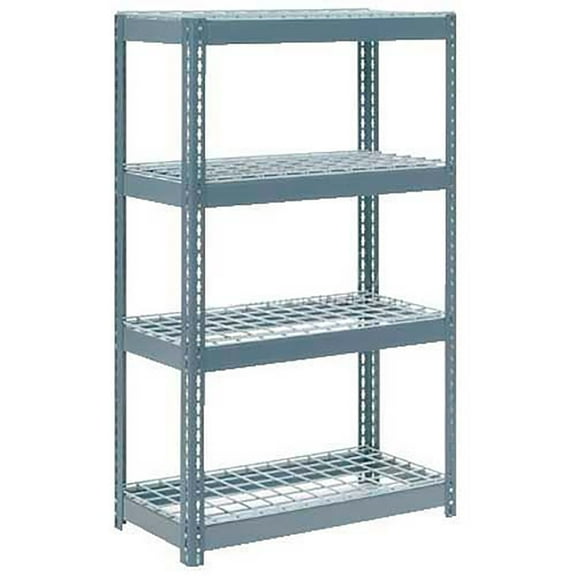 Global Industrial B2297507 Heavy Duty Shelving with 4 Shelves & Wire Deck - Gray - 36 x 18 x 72 in.