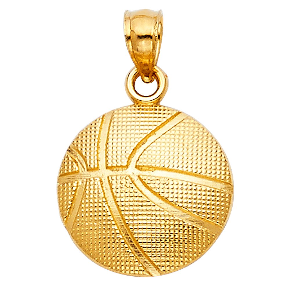 Jewelry 14k Yellow Gold Basketball Ball Pendant Necklace 14x14mm