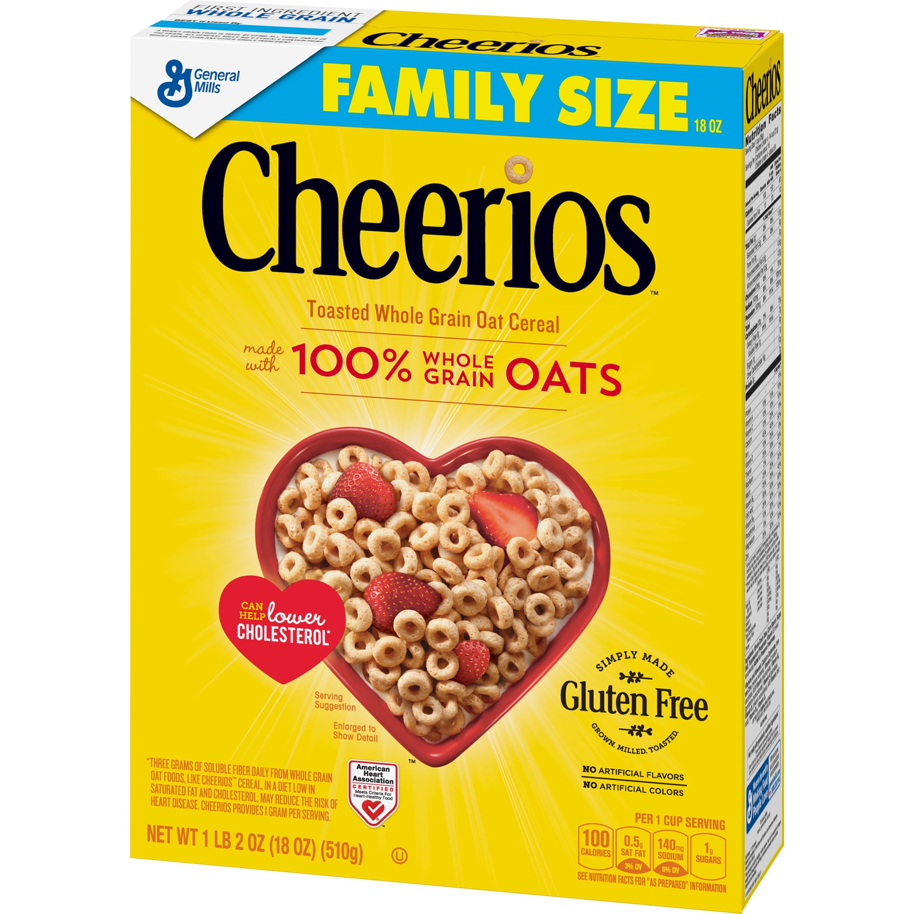 General Mills, Cheerios, Gluten Free, Breakfast Cereal, Family Size 18 oz Box 16000275287 | eBay