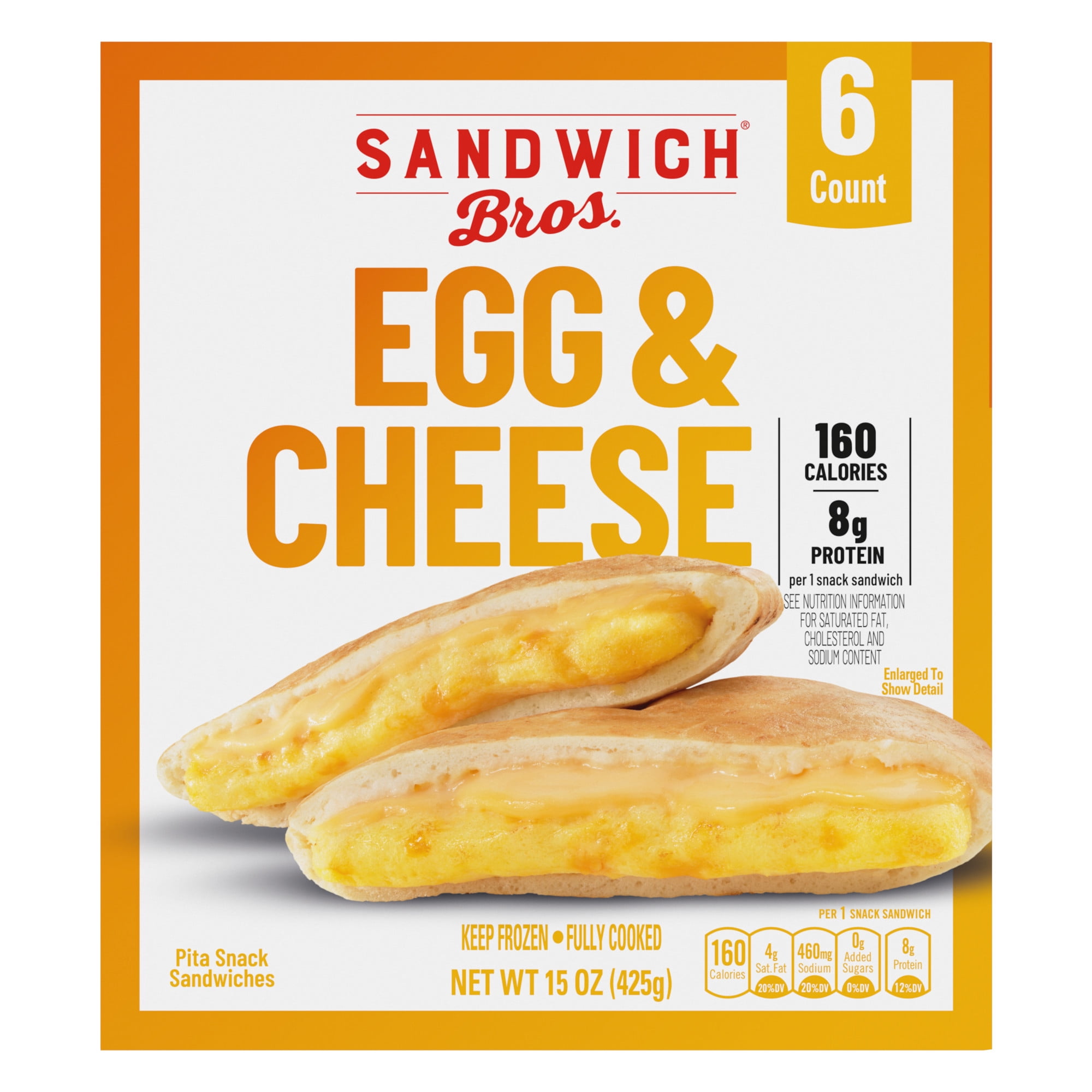 Sandwich Bros. Egg & Cheese, Frozen Breakfast Sandwiches, 15 oz., 6-Count
