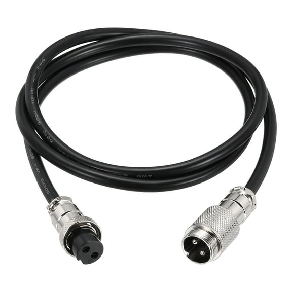 Uxcell 3.3ft GX16 2 Pin Cable Male to Female Head Aviation Cordset 20AWG, Black