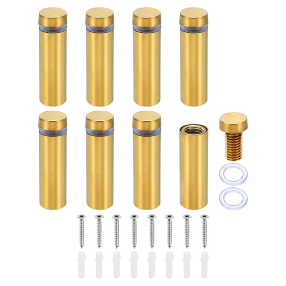 Uxcell 1/2 x 1.6 Inch Sign Standoff Screws, 8 Set Stainless Steel Wall Standoff, Gold