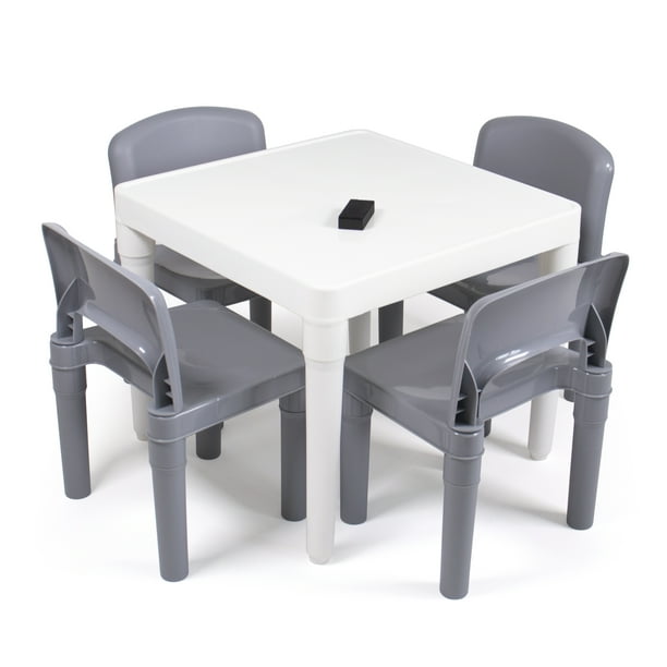 Humble Crew Kids Light Weight 5 Piece Plastic Dry Erase Table Chair Set With Eraser White And Gray Com Humble Crew Kids Light Weight 5 Piece, Big W Childrens Table And Chairs