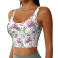 thumbnail image 2 of Fotbe Orchids Flowers Pattern Womens' Sports Bra Longline Wirefree Padded with Medium Support Sports Moisture-Wicking Workou Vest,Tank Top-Small, 2 of 9