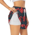 thumbnail image 3 of Lsque Rose Flowers Printed Women's Running Shorts with Liner Pockets,Elastic Quick Dry Workout Athletic Gym Yoga Shorts,Womens High Waist Shorts-Large, 3 of 9