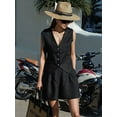 thumbnail image 5 of Two Piece Sets for Women Summer 2025 Button Down Suit Vest Tops High Waisted Shorts Business Casual Outfits Black L, 5 of 6