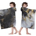 thumbnail image 4 of Black White Gold Marble Pattern Hooded Bath Towel，50"x30" for Ages 3 To 12 Kids, Quick Dry Lightweight Soft Microfiber Hood Beach Towel Cover Up for Kids, 4 of 7
