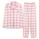 RKSTN Pajamas for Women Set Buttons Plaid Casual Long Sleeve Tops and Loose Pants Loose Two Piece Home Pajamas Set - image 2 of 3