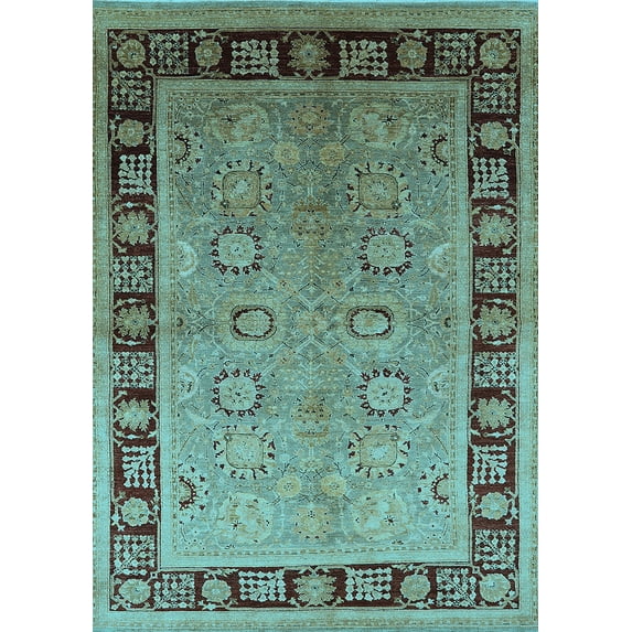 Ahgly Company Indoor Rectangle Oriental Light Blue Traditional Area Rugs, 8' x 10'