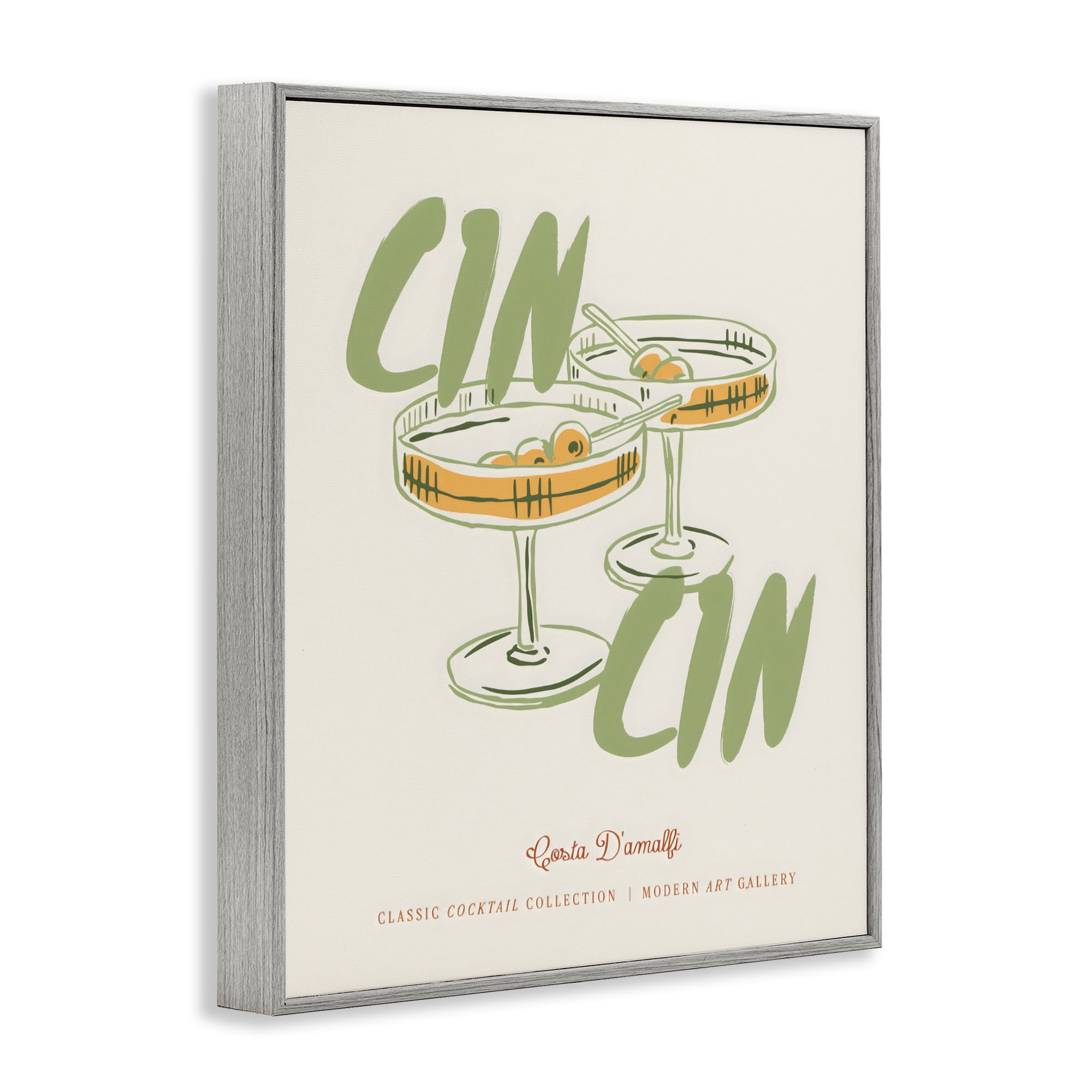 Stupell Industries Cin Cin Amalfi Cocktail Gray Framed Giclee Art, design by The Prints Vibe