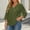 Army Green, variant on Plus Size Summer Clothes V Neck 3/4 Sleeve Soft Loose Fit Casual Pleated Comfy Shirts Vacation Solid Trendy Going Out Travel Tees