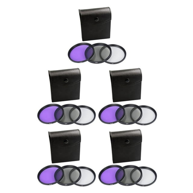 ZLight 3 Pcs 3-in-1 Lens Filter with Bag 49MM 52MM 55MM 58MM 62MM 67MM 72MM 77MM Protector Filtering Circular Polarizer Carrying Case 55mm 5Set