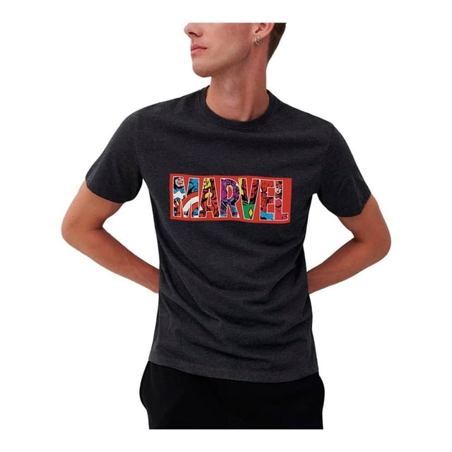 Playera Marvel Talla M Negra Jaspeada