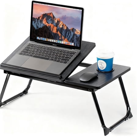 Adjustable Laptop Desk for Bed, Bed Table for Laptops, Laptop Stand for Beds, Lap Desk Foldable Bed Desk for Laptops and Writing, Portable Beds Tray Table with Cup Holder