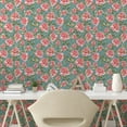 thumbnail image 2 of Ambesonne Vintage Roses Peel & Stick Wallpaper for Home, English Garden Love, 13"x72", Cadet Blue Pale Pink, 2 of 5