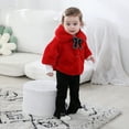thumbnail image 4 of GYRATEDREAM Infant Toddler Baby Girls Cute Winter Warm Thick Fur Capes Cardigan Cloak Windproof Coat with Bow Pom-Pom Balls for 4-5Y Red, 4 of 9