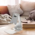 thumbnail image 2 of EeaseCA Universal Metal Phone Bracket Aluminum Alloy Non-slip Silicone Phone Holder Compact and Portable Triangular Stability Multi-Angle Adjustment Phone Stand Holder with Charging Hole (Silver), 2 of 8