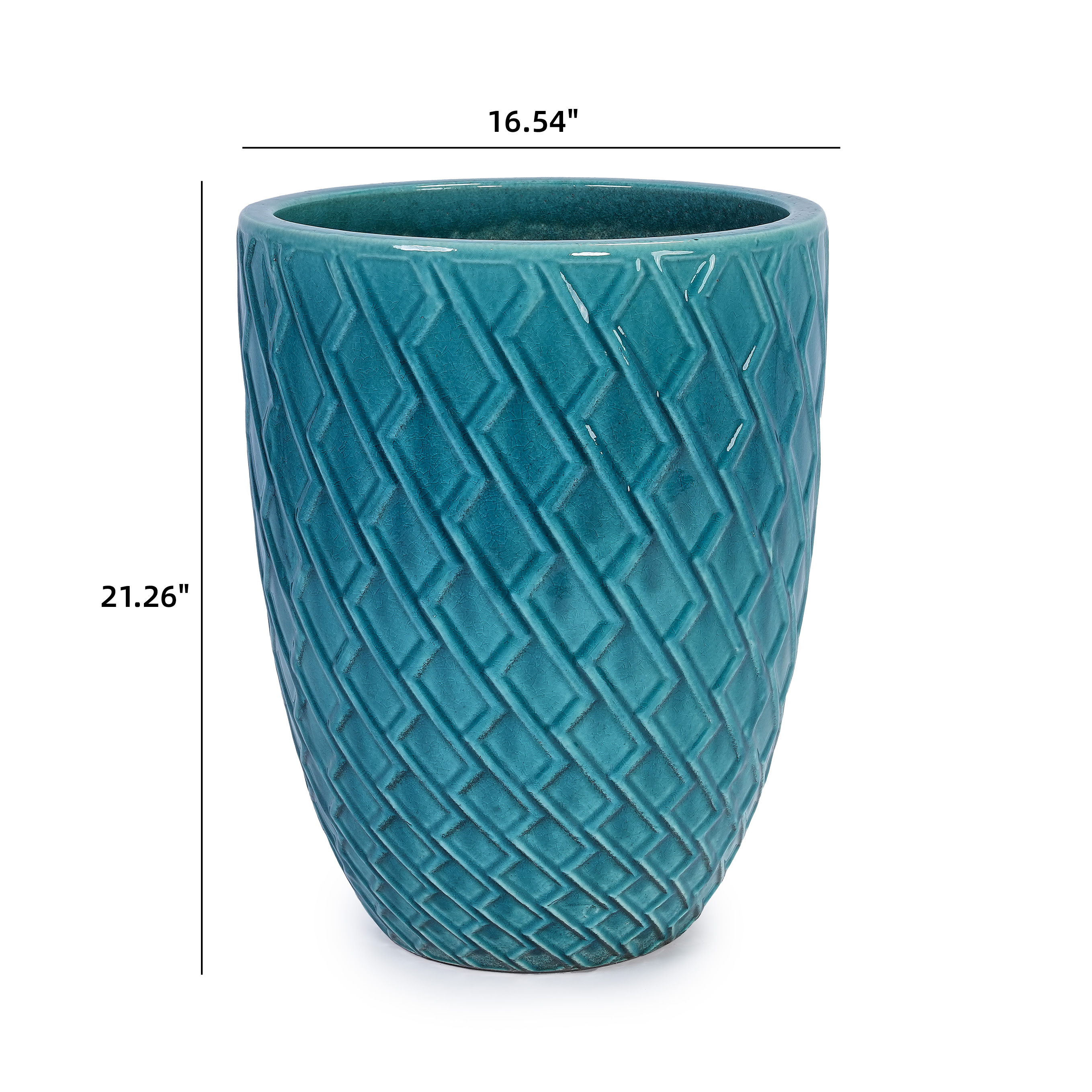 MAYEERTY 1 Pack Ceramic Planter Pot, Planter for Indoor Outdoor Patio, Garden, Cyan