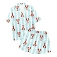 thumbnail image 4 of Arlun Satin Pajamas for Women Set 2026 New Funny Crayfish Pattern Print Button up Short Sleeve with Shorts Fashion Stripes Comfortable Sleepwear Loungewear 2 Piece Pjs 2-Sky Blue M, 4 of 4