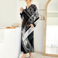 thumbnail image 4 of Women's Nightgown Sleep Dress Long Loungewear V-Neck Henley Nightdress with Pocket Floral Print for Spring Fall,Black,L, 4 of 8