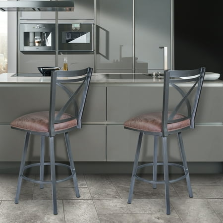 Nova 26" Counter Height Swivel Metal Barstool in Mineral finish with Bandero Tobacco