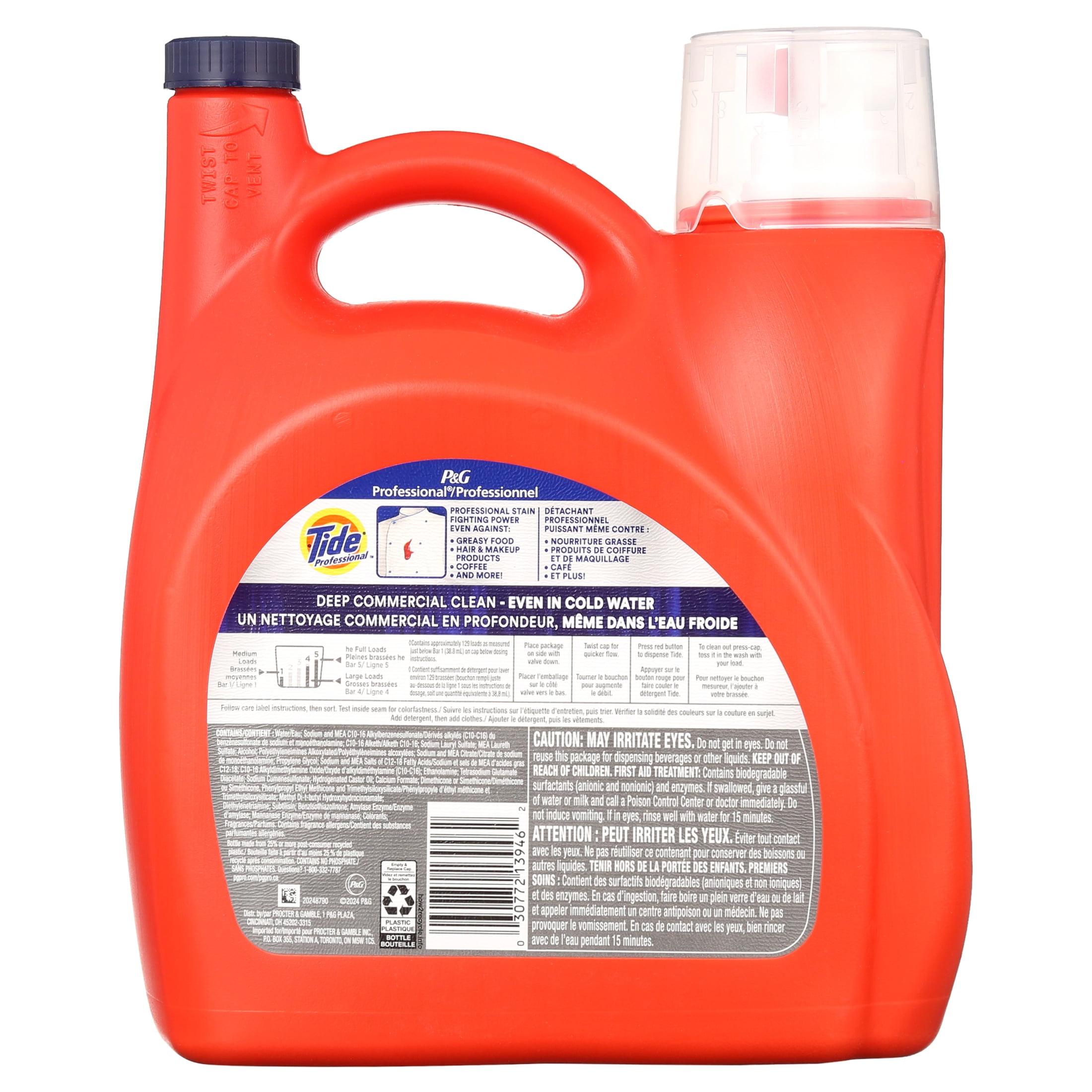 Tide Professional Commercial Laundry Detergent, Fresh Scent, High-efficiency, Bulk Pack, 170 Fl Oz, 129 Loads, 4-count