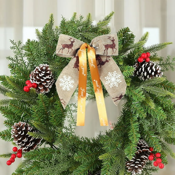 sruoe Christmas Tree Bows Ribbon, Christmas Tree Decorations Indoor, Xmas Tree Bowknot Ornaments, Wreath, Sequined Bow, Hanging Christmas Tree Topper for Wedding Holiday Party Decoration, Brown