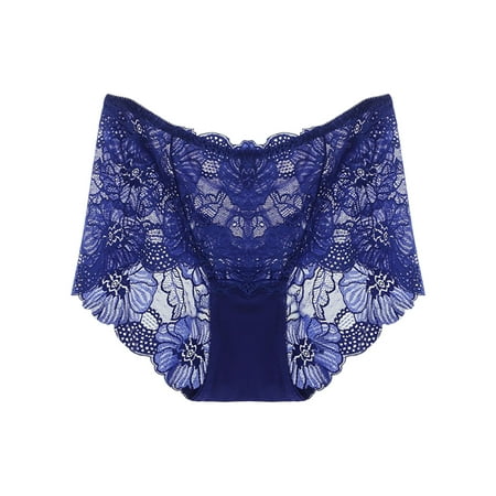 Bigersell Thong Underwear Clearance Womens Underwears Boyshort Thongs Panty Style P-1380 Cotton Boyshort Panties Lace Thongs Briefs Mid Waist Women Cheeky Panties Dark Blue XL