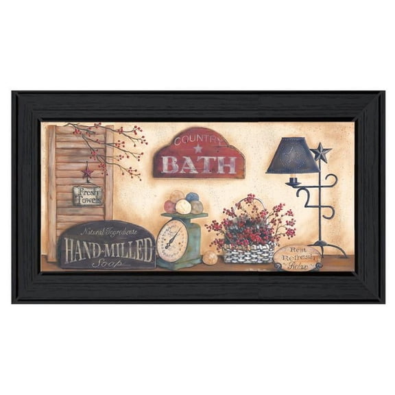 TrendyDecor4U Country Bath By Pam Britton Ready To Hang Framed Print BR326-405